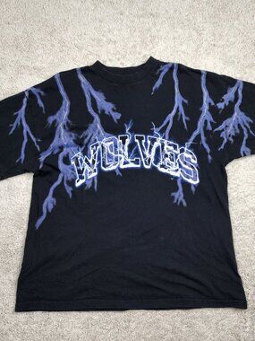 Darc Sport Wolves Club Graphic Shirt Men's Size Large L Lightning Logo Rare Y2K